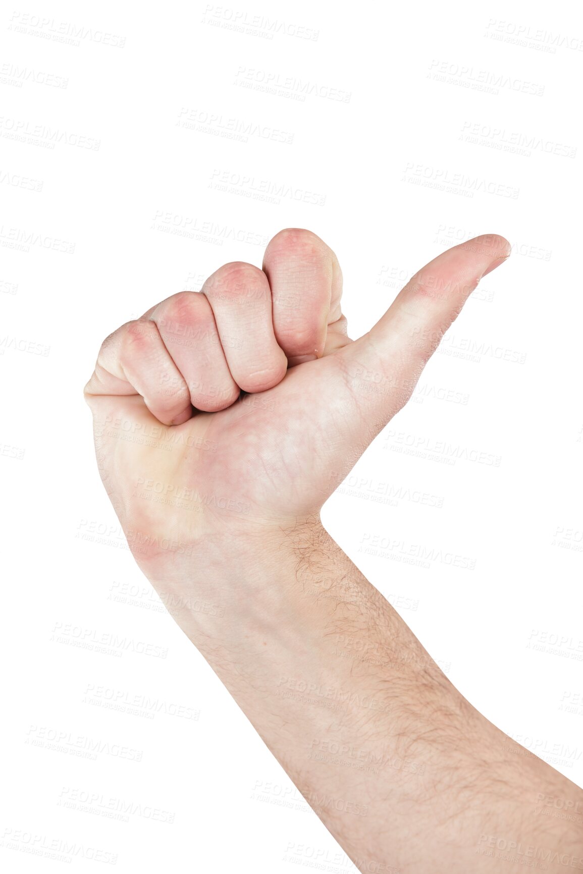 Buy stock photo Hand, isolated and thumbs up closeup and man, hands signal and agreement and happy news, yes or positive communication. Zoom, model gesture and expression of success on transparent png background