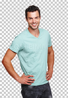 Buy stock photo Fashion, smile and portrait of man on png background for modern, attractive and confidence. Happy, pride and casual with male isolated on transparent for cool, satisfaction and trendy style