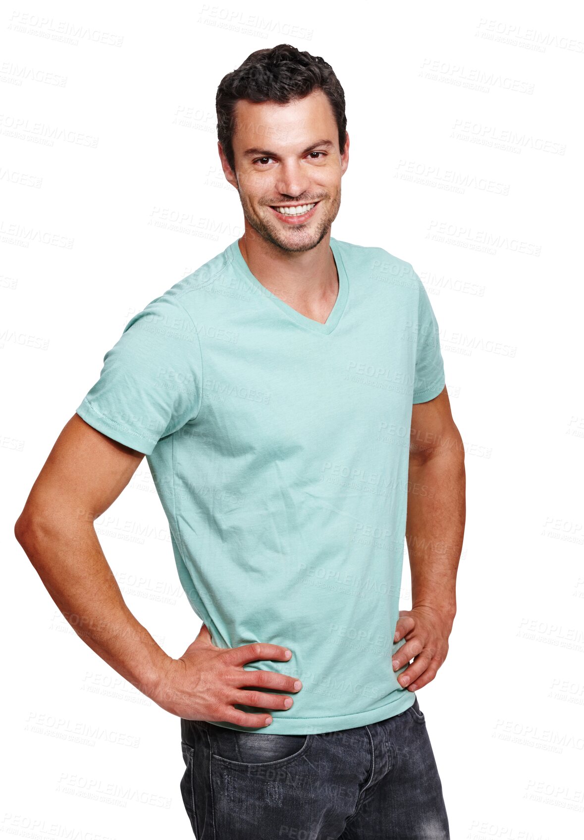 Buy stock photo Fashion, smile and portrait of man on png background for modern, attractive and confidence. Happy, pride and casual with male isolated on transparent for cool, satisfaction and trendy style