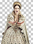 Shot of a screaming queen with blood on her hands isolated on a png background