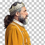 A Profile of a mature king isolated on a png background