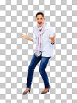 Angry, frustrated and scream portrait of a woman with stress screaming about work isolated. isolated on a png background, model and business employee screaming and standing with anger gesture and studio mockup