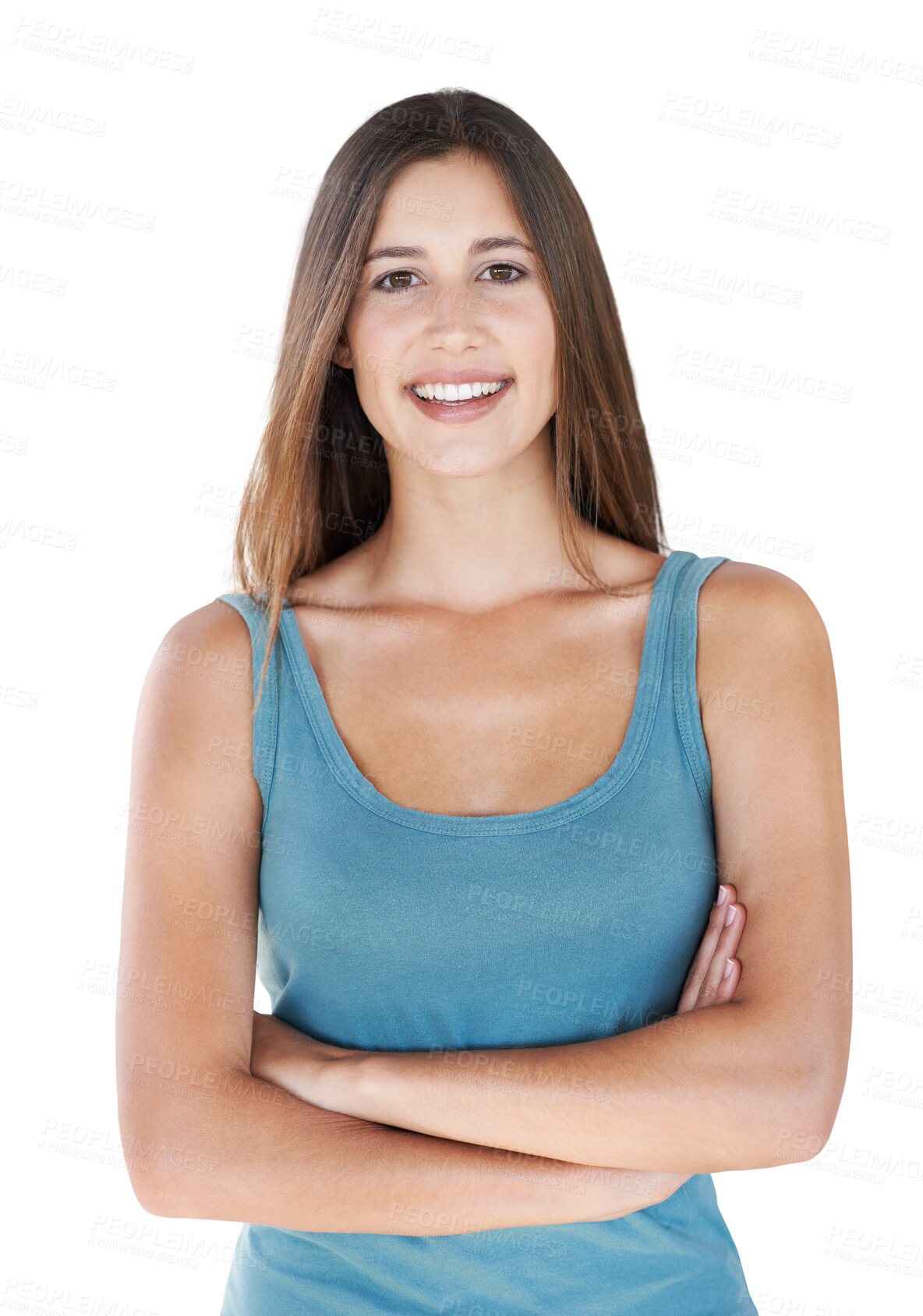 Buy stock photo Fashion, confidence and portrait of woman with a smile isolated on a transparent, png background. Happiness, modern style and young female face of model alone and proud with empowerment and beauty