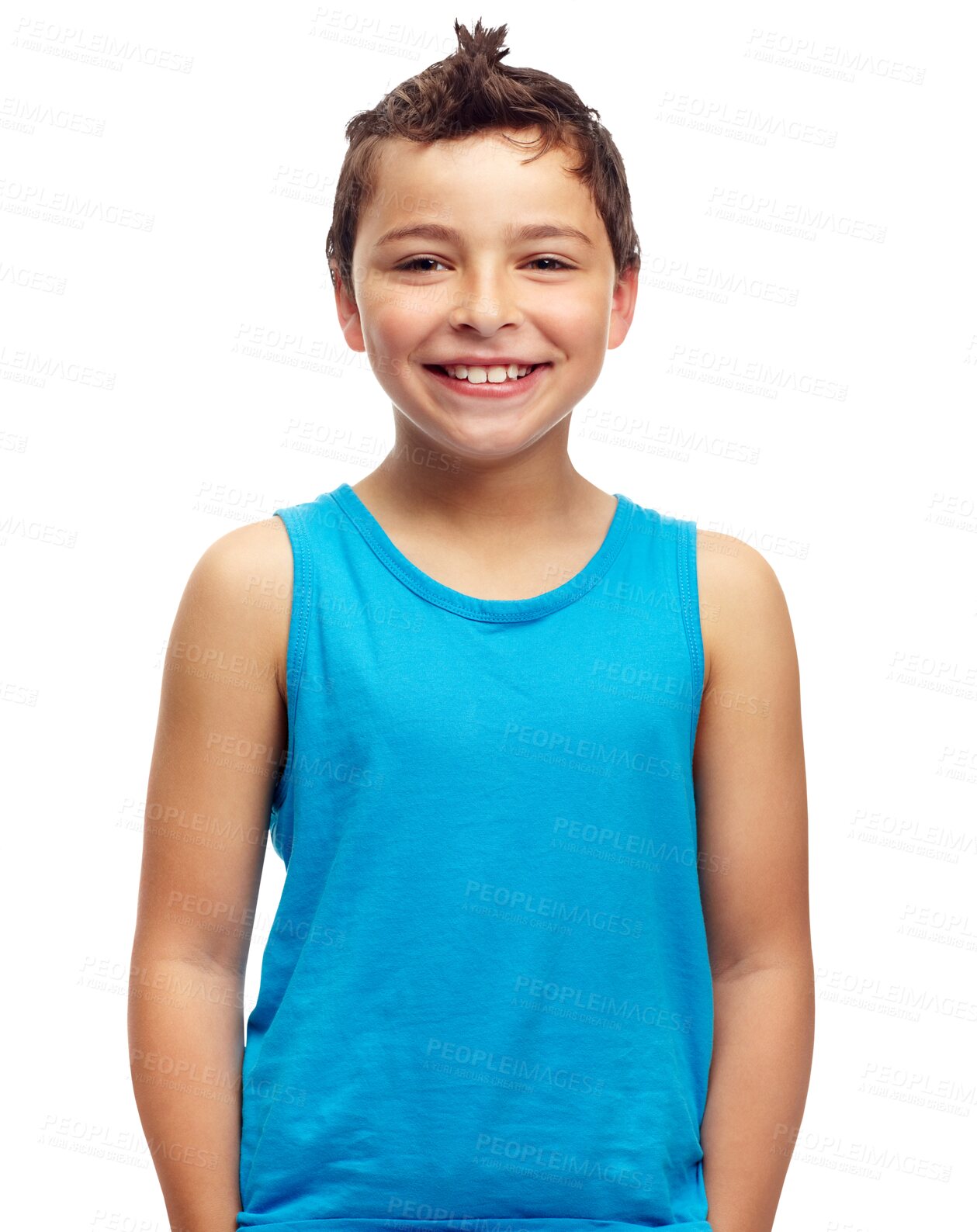 Buy stock photo Portrait, boy and kid with a smile, confident and cheerful person isolated against transparent background. Face, male child and model with happiness, png and fun with youth development, happy and joy