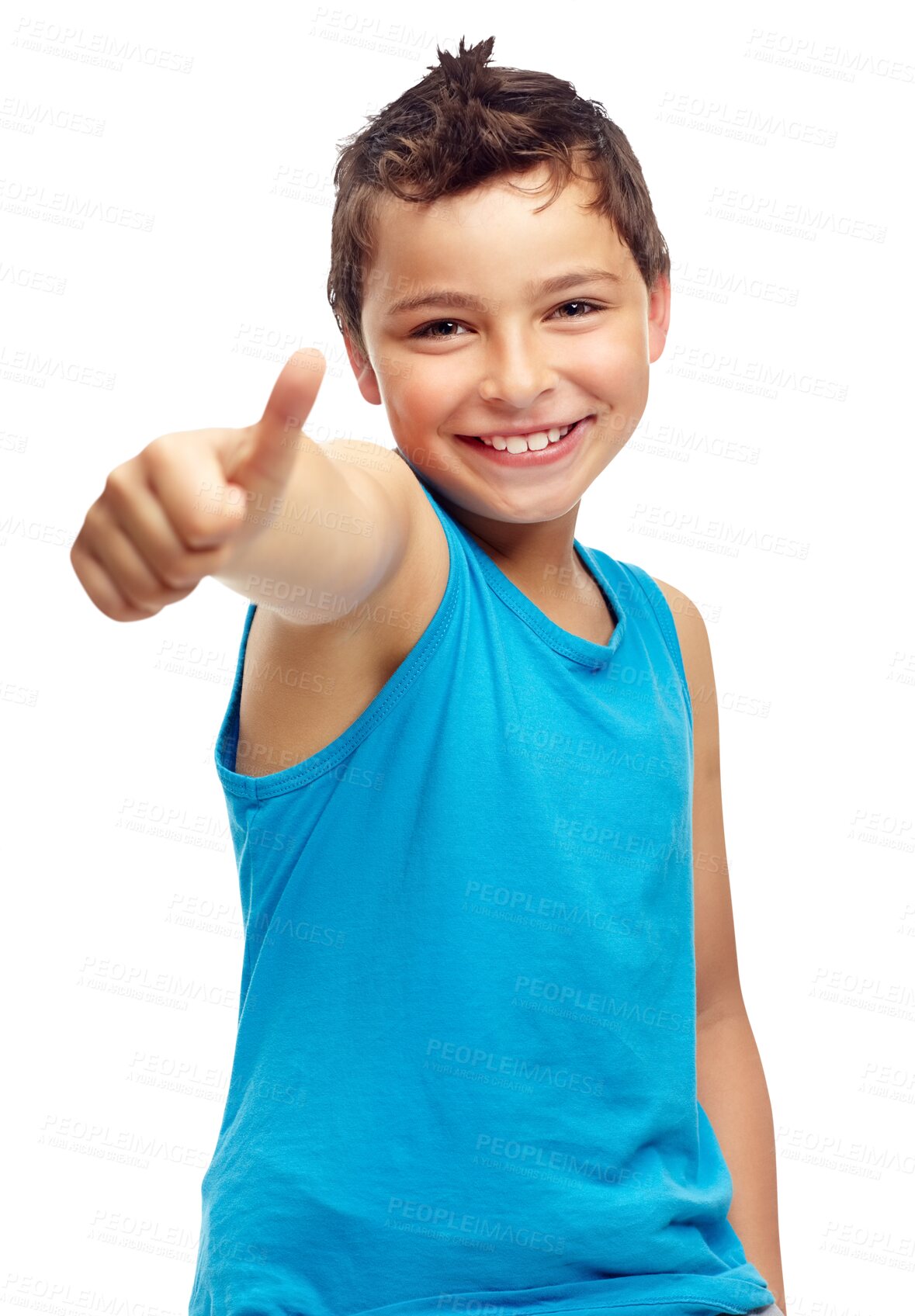 Buy stock photo Boy, kid and thumbs up for happy portrait isolated on a transparent, png background. Face of cute young child, model and kids lifestyle with hand gesture, sign or emoji for support, like or happiness