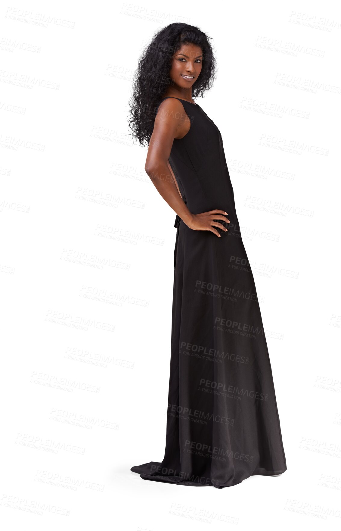 Buy stock photo Dress, portrait and fashion with a woman on a transparent background in a contemporary clothing style. PNG, hand on hip and edgy with an attractive young indian female model posing in trendy clothes