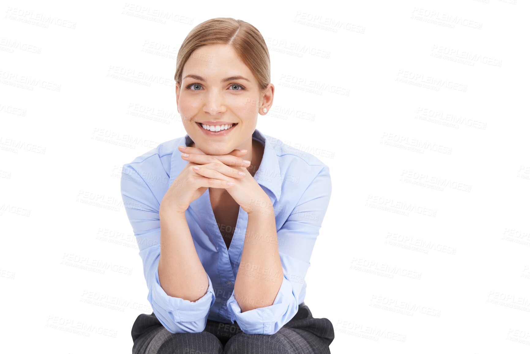 Buy stock photo Portrait, business and woman with a smile, confident and successful person isolated on a transparent background. Face, female employee and happy entrepreneur with happiness, professional and png