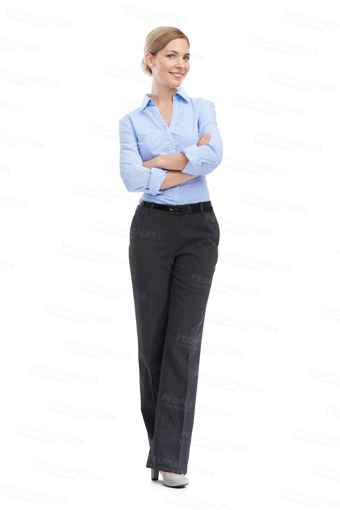 Buy stock photo Portrait, professional and arms crossed with a business woman isolated on a transparent background. Vision, mindset or mission with a confident and attractive young female employee standing on PNG