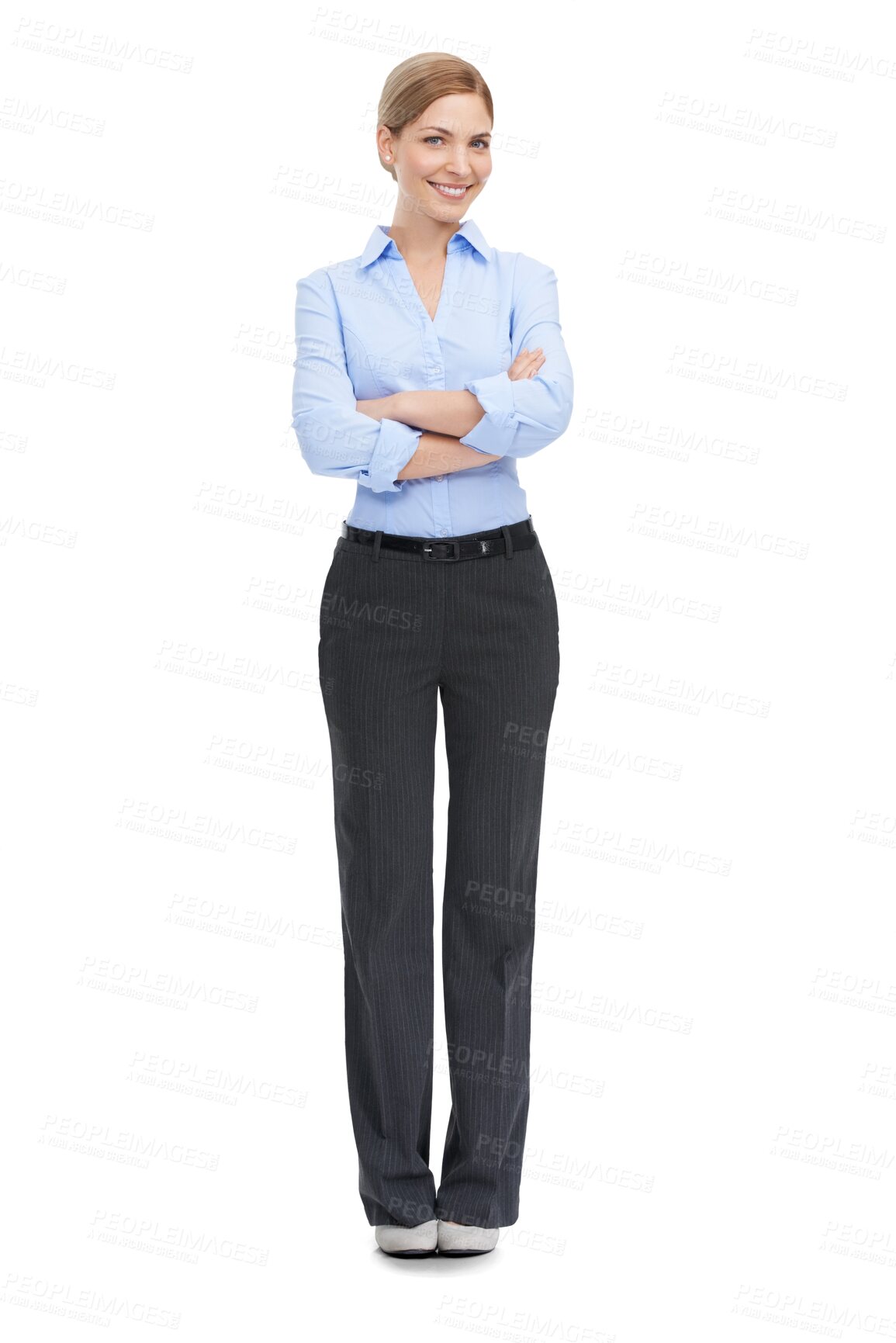 Buy stock photo Portrait, vision and arms crossed with a business woman isolated on a transparent background. Mindset, mission or professional with a confident and attractive young female employee standing on PNG