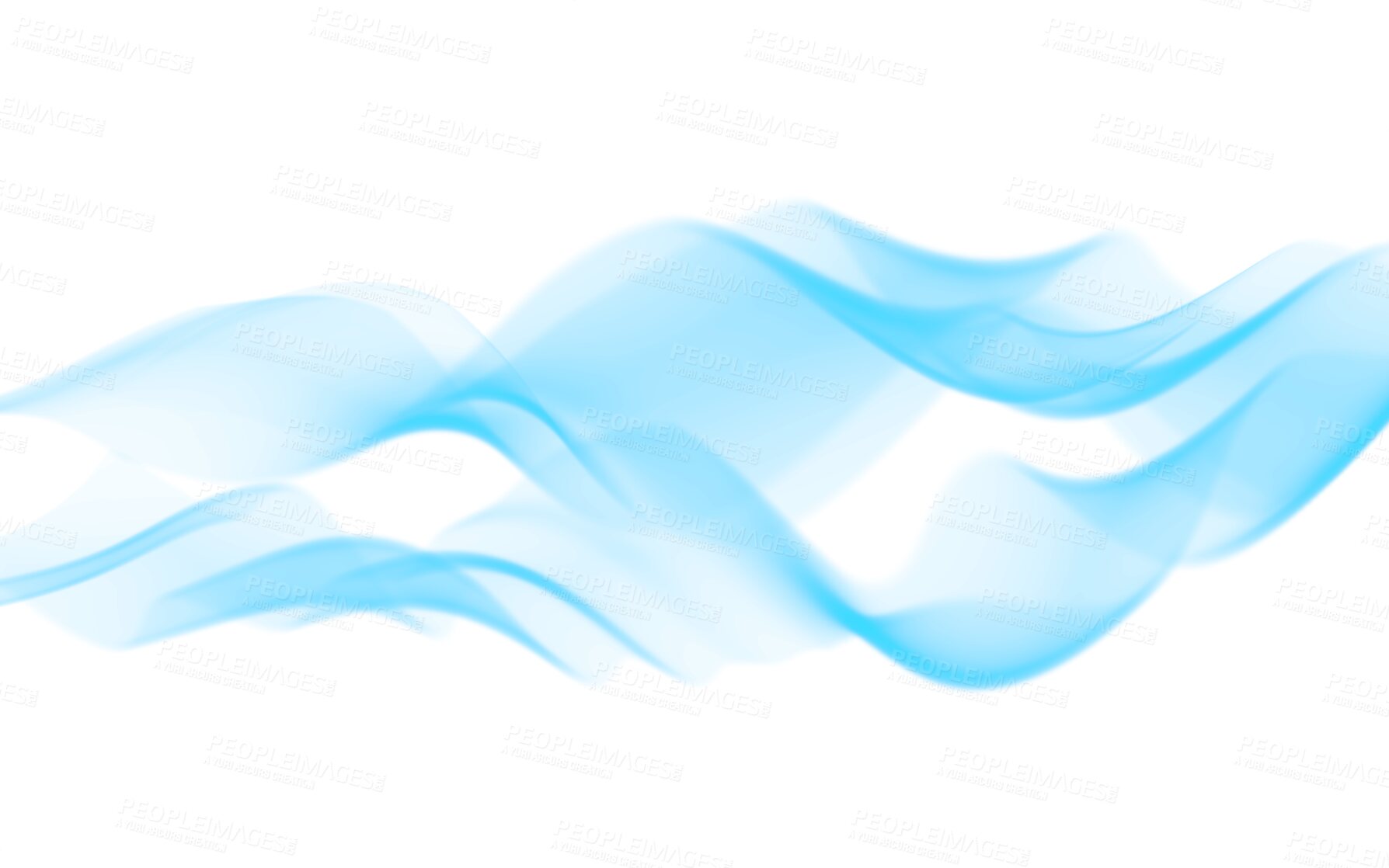 Buy stock photo Blue wave, color and art on transparent background for creativity, element design or texture on png pattern. Abstract shape, creative paint and isolated graphic and illustration for effect