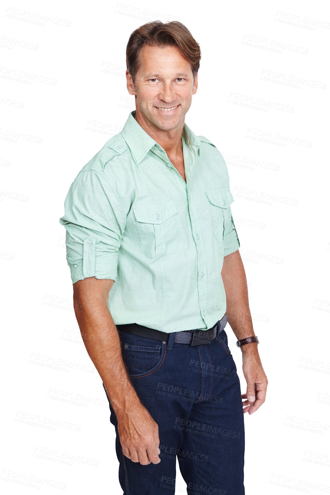 Buy stock photo Portrait, smile and mature business man isolated on a transparent png background. Ceo, professional male and happy, pride and confident entrepreneur, person or boss from Canada with success mindset.