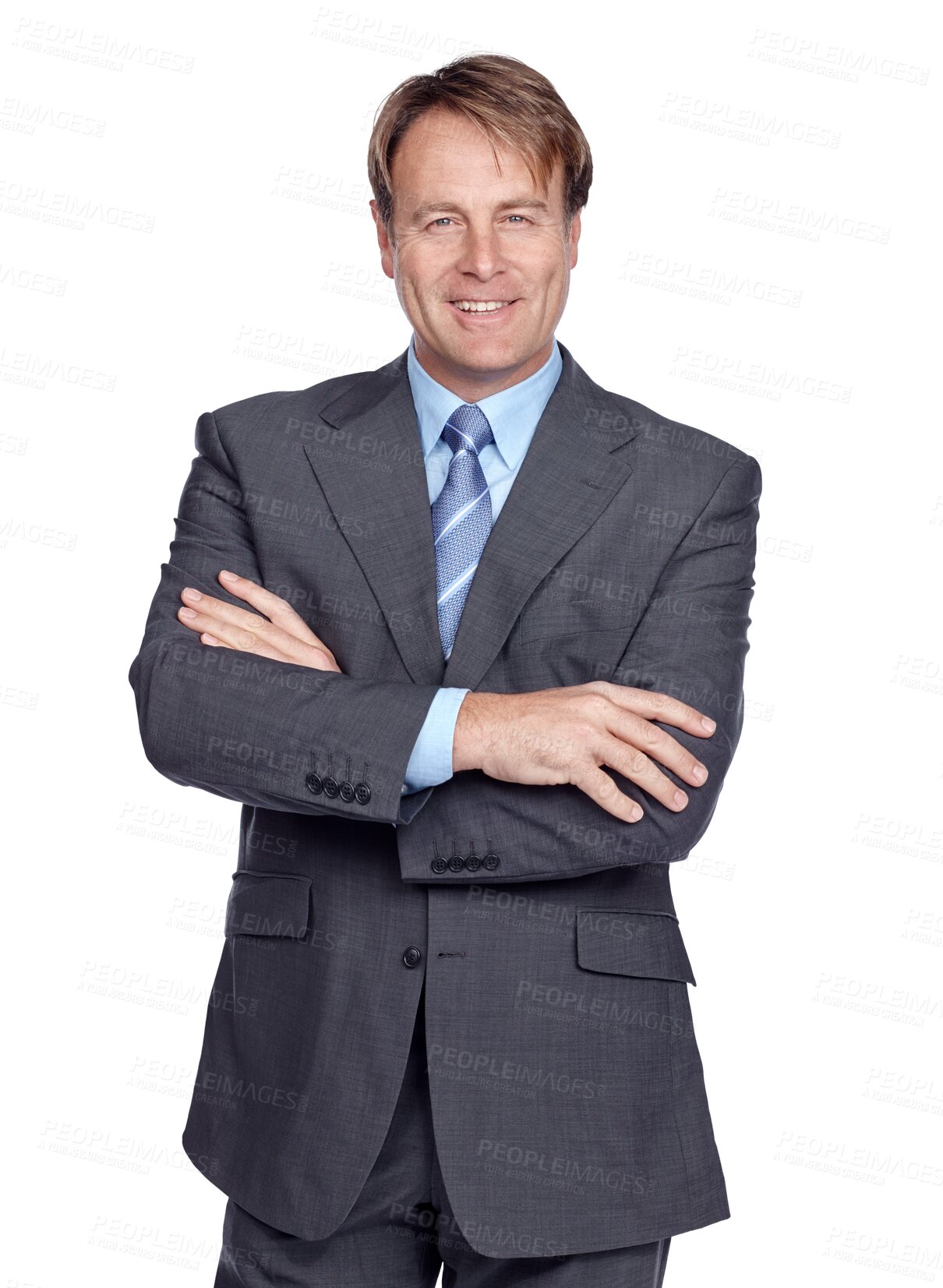 Buy stock photo Business, arms crossed and portrait of man on png background for executive, professional and corporate. Happy, smile and focus with male isolated on transparent for ceo, manager and confidence