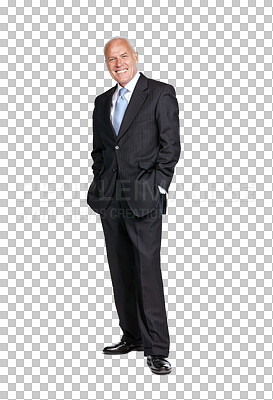 Buy stock photo Corporate, business and portrait of senior man on isolated, png and transparent background. Management, professional ceo and happy male entrepreneur with confidence, success mindset and leadership