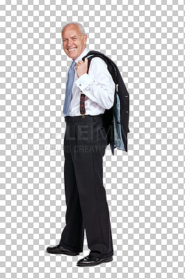 Buy stock photo Corporate, happy and portrait of business old man on isolated, png and transparent background. Management, professional fashion and male entrepreneur with confidence, success mindset and leadership