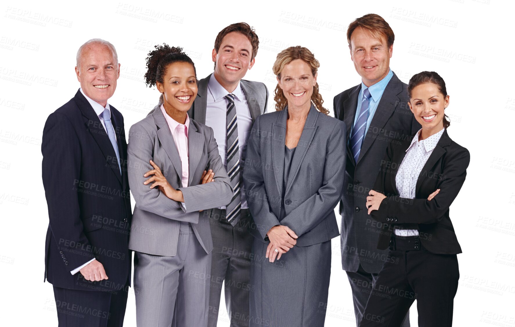 Buy stock photo Portrait, team and business people isolated on transparent, png background corporate teamwork, proud or leadership. Happy employees or diversity group of men and women in professional collaboration