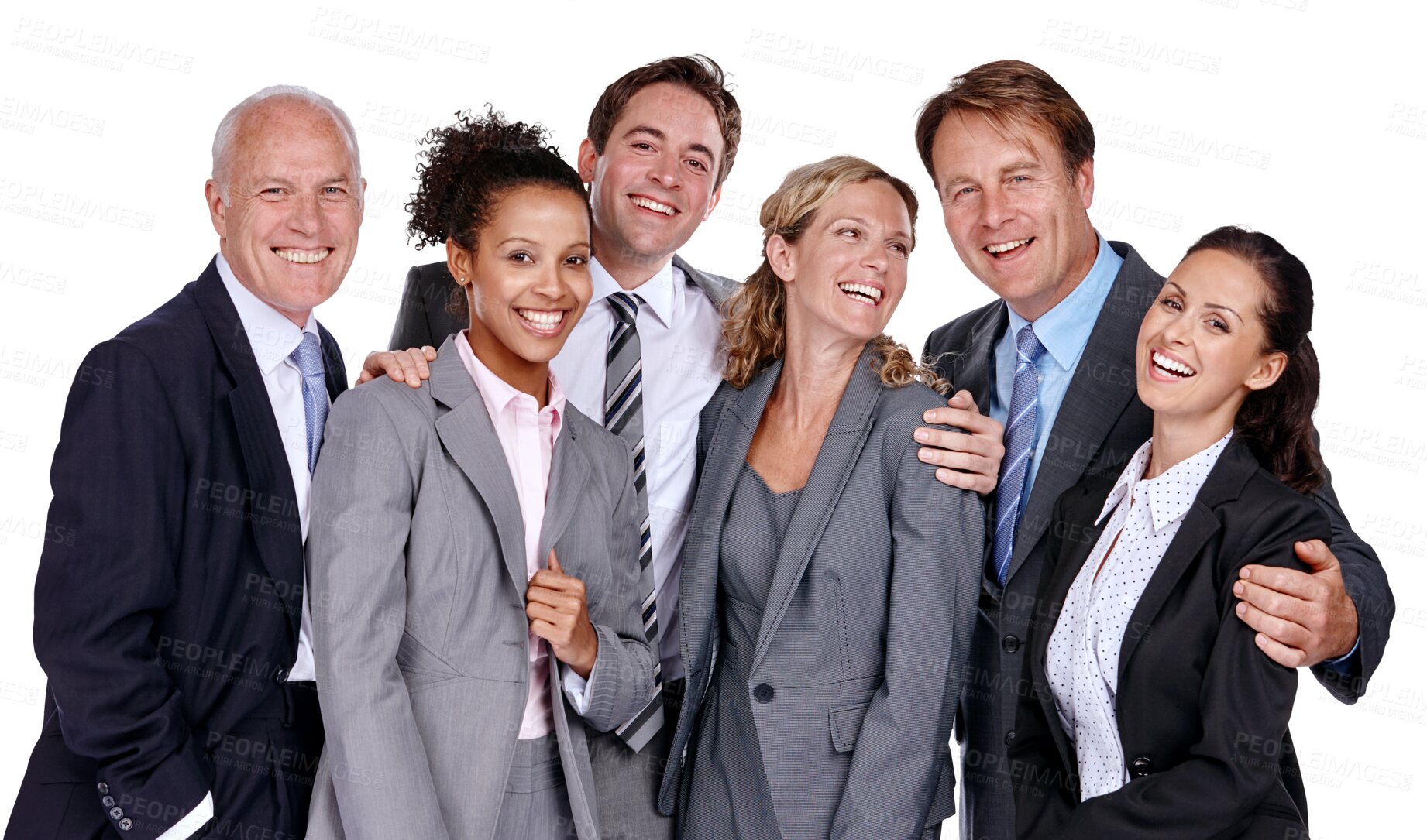 Buy stock photo Group, portrait business people isolated on transparent, png background in corporate teamwork, support and smile. Happy employees or diversity team of men and women in professional job collaboration