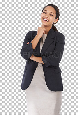 Buy stock photo Corporate, smile and portrait of business woman on isolated, png and transparent background. Professional fashion, management and happy female entrepreneur with confidence, empowerment and pride