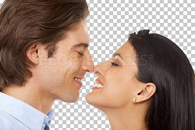 Love, couple kiss and with face together with closeup of romantic