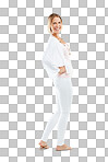 Portrait, happy and laughing woman in a studio, casual and carefree against isolated on a png background space. Smile, real people and normal lady posing, joy and laugh while standing isolated on mock up 