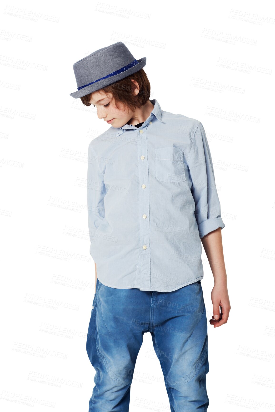 Buy stock photo Fashion, outfit and casual boy with confidence, relax or person isolated against transparent background. Male child, kid or preteen with funky, trendy or comfortable clothes for fun, png or chilling	