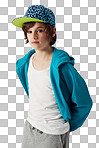 Cute preteen boy wearing trendy clothing while isolated on a png background	