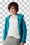 Cute preteen boy wearing casual attire while isolated on a png background