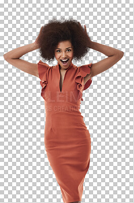 Buy stock photo Confident, happy and portrait of business woman with smile on isolated, png and transparent background. Success, happiness and wow face of female person with confidence, winning bonus and promotion