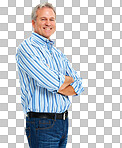 portrait of a smiling mature man isolated on a png background