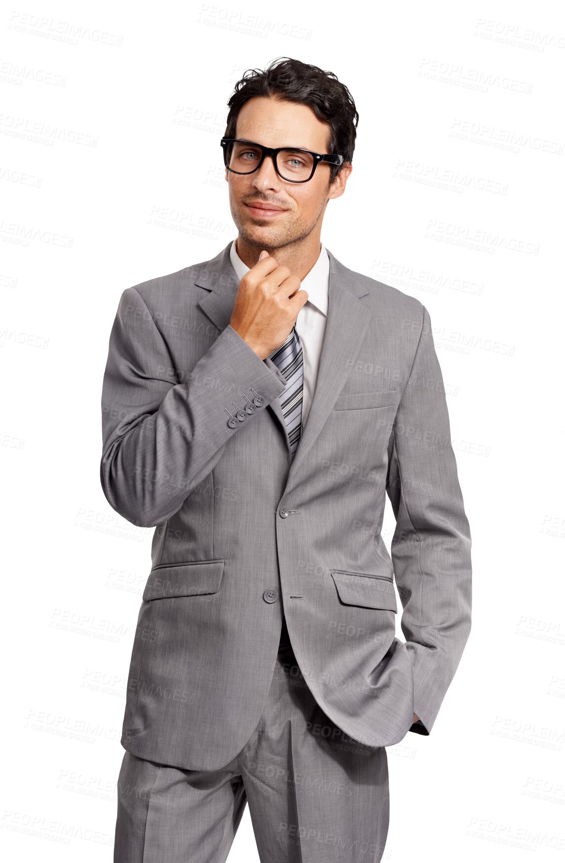 Buy stock photo Confident, corporate and portrait of business man on isolated, png and transparent background. Handsome, professional suit and serious male with confidence, pride and mindset for company with glasses