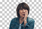 PNG Studio portrait of a senior woman looking scared 