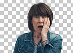 PNG Studio portrait of a senior woman looking shocked against 