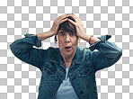 PNG of Studio portrait of a senior woman looking shocked.