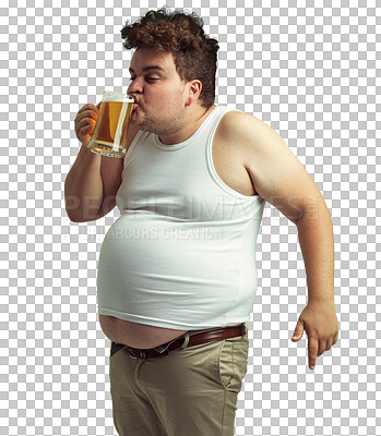 PNG Shot of an overweight man drinking a beer