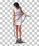 PNG Studio shot of a businesswoman freeing herself from ropes 
