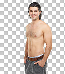 PNG of Studio portrait of a handsome, shirtless man posing 