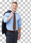 PNG of a young businessman with his jacket over his shoulder