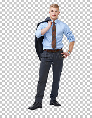 Buy stock photo PNG A young businessman with his jacket over his shoulder