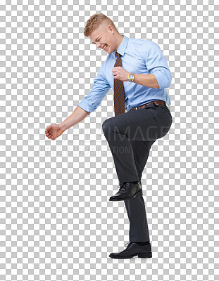 Buy stock photo PNG ecstatic young businessman celebrating on a white background