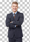 PNG of an ambitious young businessman crossing his arms 