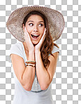 PNG surprised young woman wearing a hat