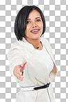 PNG Studio shot of a young businesswoman extending her arm in a handshake 