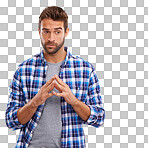 PNG of a young man considering something 