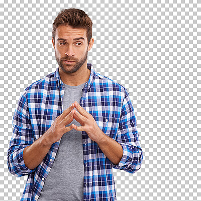 Buy stock photo PNG of a young man considering something 