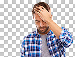PNG of Studio shot of a handsome man in discomfort