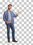 PNG Studio shot of a handsome man showing you copyspace 