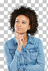PNG Studio shot of an attractive young woman looking thoughtful 