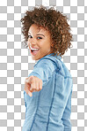 PNG of Studio shot of a young woman pointing towards you