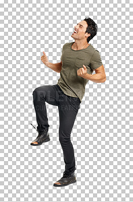 Buy stock photo PNG A handsome young man jumping with excitement