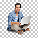 PNG A handsome young man working on his laptop