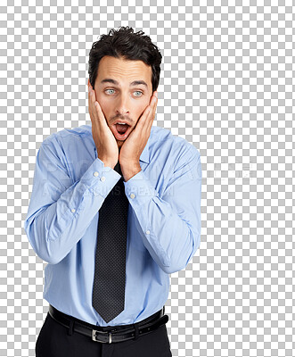 Buy stock photo A shocked young businessman against a  png background